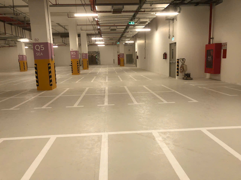 Thi công sơn kẻ vạch tầng hầm dự án Bason - Thi Công Sơn Epoxy Đang Khoa - Công Ty TNHH Thương Mại Xây Dựng Đang Khoa